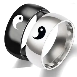 Cluster Rings Tai Chi Yin Yang Titanium Steel Couple Black And White Stainless Plating Jewelry Accessories Girfs For Friend