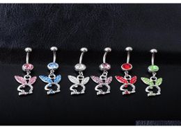 6 Colours Belly Button Navel Rings Body Piercing Jewellery Dangle Accessories Fashion Charm 20 PcsLot Mix Colours To1Hd1543839