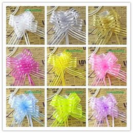 13 colors pick--50pcs lot 5cm Large Size Organza Pull Bows Wedding Favors Supplies Wedding car Decor- 277t