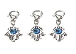 100Pcs Hamsa Hand Blue EVIL EYE Kabbalah Luck Charms lobster Clasp Dangle Charms For Jewellery Making findings3308574
