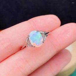 Cluster Rings 925 Silver Inlaid Natural Opal Women's Ring Fine Craftsmanship Light Luxury Jewelry Can Be Customized