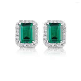 Stud Earrings 2023 3 Carat Emerald Women's High Carbon Diamond European And American Full S925 Silver
