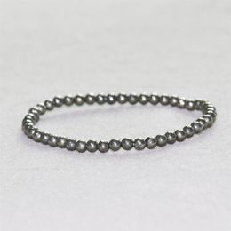 MG0001 Whole 4 mm Mini Gemstone Bracelet A Grade Natural Pyrite Bracelet Women's Yoga Energy Protection Jewelry317v