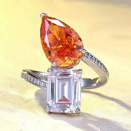 Cluster Rings 2023 S925 Silver Fenda Orange Open Ring Fashionable And Simple In Europe America