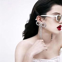 New Shiny Rhinestone Bow knot Shaped Stud Earrings For Women Fashion Accessories Boutique Lady's Statement Earrings Jewelry201d