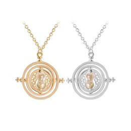 24 Pcs Lot Selling 3 5 cm Diameter Time Turner Necklace Movie Jewelry Rotating Hourglass Pendant Bulk Whole 210621232Y