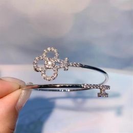 Trendy Luxury Stackable Bangle Cuff For Women Wedding Full Cubic Zircon Crystal CZ Dubai Bracelet Party Jewelry S0544233T