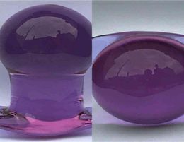 Nxy Sex Anal Toys New Purple Crystal 50mm Large Butt Plug Vagina Ball Glass Dilatador Anal Dildo Bead Prostata Massage Ass Buttplu6791787