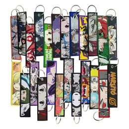 Keychains Lanyards Wholesale Anime Embroidered Keys Tag Keychains Jet Tag for Women Keyring Car Keys Backpack Jewellery Accessories Gifts 231208