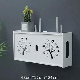 Large Wireless Wifi Router Storage Box PVC density panel Shelf Wall Hanging Board Bracket Cable Storage Organiser Home Decor C0116207e