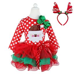 Girls Dresses Baby Christmas Dress for Polka Dots Winter Long Sleeves 15Y Kid Year Santa Claus Costume Xmas Party Red Clothes 231211