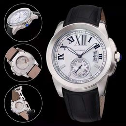 Fashion Style Mans watches mechanical automatic watch for men White Face Leather Strap CA16267p