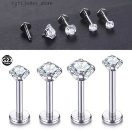 Stud 10pcs/lot Titanium Labret Lip Piercing 3/4/5mm Prong Zircon Ear Cartilage Tragus Piercings Lobe Helix Earrings Women Jewellery 16G YQ231211