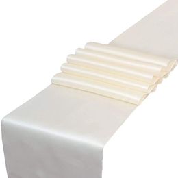 Solid color Shiny Satin Banquet Wedding Table Runner Silk Ribbon Table Flags For Party Hotel Event Decoration 30*275CM