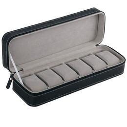 6 Slot Watch Box Portable Travel Zipper Case Collector Storage Jewelry Storage BoxBlack272f