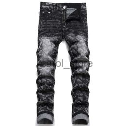 Men's Pants Vintage Black Wash Denim Jeans Male Boyfriend Punk Printed Straight Slim Jeans Men Streetwear Cacual Designer Cowboy Trousers J231208