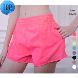 2023 LU hot womens yoga shorts pants pocket quick dry gym sport outfit high-quality style lu summer d