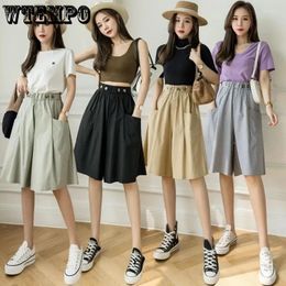 Women's Shorts WTEMPO For Women In Summer Solid Colour Casual Cool Elastic High Waist Straight Fashion Loose Biker