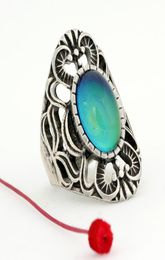 New Style Vintage Color Change Ring Fine Emotion Feeling Silver Plated Mood Stone Rings2549526