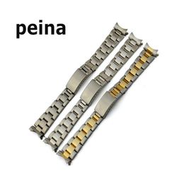 13mm 17mm 20mm Men Women Watch Watches Belt New silver or gold Curved end Solid SS Watch Band strap For SOLEX Watch2500