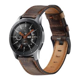 Watch Bands 22mm Band; For Galaxy 46mm Crazy Horse Leather Strap Gear S3 Applicable Or Compatible Frontier Bracelet Huaw234O