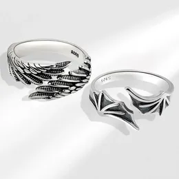 Cluster Rings NBNB Retro Silver Color Punk Angel Demon Wing Adjustable Ring For Women Men Fashion Vintage Couple Open Finger Jewelry Gift