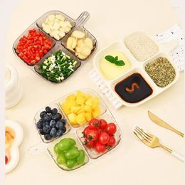 Plates Divided Four-grid Durable Anti-Scalding Fruit Plate Creative Comfortable Pot Seasoning With Handle Kitchen Tool