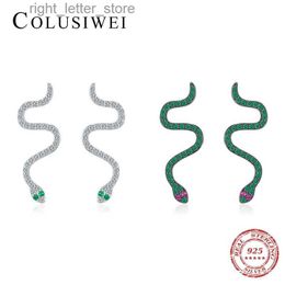 Stud COLUSIWEI Cute Snake Authentic Solid 925 Sterling Silver Fashion Animal Long Stud Earring For Women Fine Jewelry Accessories YQ231211