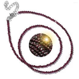 Chains Small Faceted Garnet Beads Necklaces Natural Stone Amethyst Tiger Eye Choker Women Men Minimalist Jewellery Gift