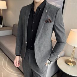 Men's Suits Autumn And Winter (suit Trousers) Slim Leisure Fashion Handsome Trend British Wind Business Large Size Suit Two Pieces