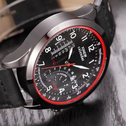 Whole Cheap Watch XINEW Car Racing Dashboard Leather Band Date Calendar Casual Quartz Watches Men Montre Homme 2018295B