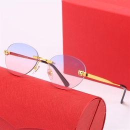 Peculiar eyewear mens sunglasses women designer carti glasses Oval Frame Composite Metal Sunshade Rimless Fashion Decorative Presc202q