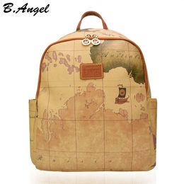 high quality world map backpack women retro leather backpack brand design school backpack fashion backpack hcz6652296S