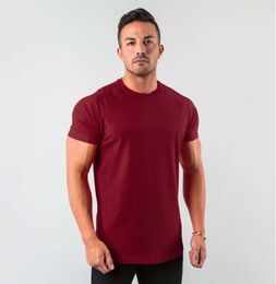 New Stylish Plain Tops Fitness Mens T Shirt Short Sleeve Muscle Joggers Bodybuilding Tshirt Male Gym Clothes Slim Fit Tee fashion 33