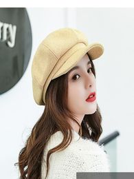 2021 Women Visor Beret Autumn Winter Octagonal Cap Hats Stylish Artist Painter Newsboy Caps Black Grey Beret Hat2690255