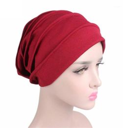 Women India Hat Muslim Ruffle Cancer Chemo Hat Beanie Scarf Turban Head Wrap Cap Casual Cotton Blend comfortable Soft material14945195