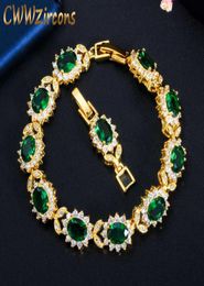 Oval Green Cubic Zirconia Stone Yellow Gold Leaf Bracelet Bangle for Women African Dubai Bridal Party Jewellery CB205 2107149634072