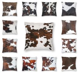 CushionDecorative Pillow Faux Fur Modern Cowhide Texture Pillowcover Decoration Animal Hide Pattern Skin Leather Cushion Cover Th9574480