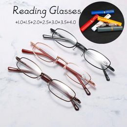 Sunglasses Unisex Mini Folding Reading Glasses Retro Alloy Portable Presbyopia Pen With Box Men Women Vintage Far Sight Eyeglasses