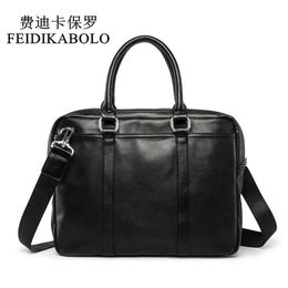 FEIDIKABOLO Famous Brand Business Men Briefcase Bags Man Shoulder Bag Leather Laptop Simple Men's Handbag bolsa maleta298q