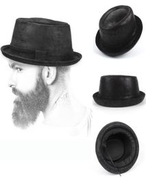 Wide Brim Hats Men Fedora Hat Fashion Leather Gentleman Flat Pork Pie For Dad Bowler Jazz Sun Big 4Size S M L XL1585535