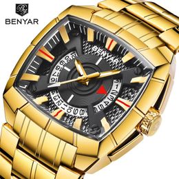 New BENYAR Men's Watches Military Sport Watch Men Business Stainless Steel Strip 30M Waterproof Quartz Watches Relogio Mascul277B