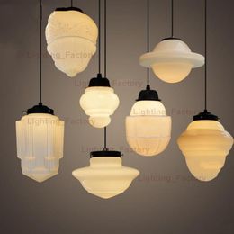 milk white glass pendant light Art Deco lamp vintage Northern Europe suspension lighting nordic dinning room shop PARISIAN ECOLE213m