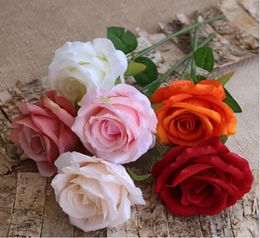 one single stem rose flower artificial velvet roses30cm long 9 Colours DIY Wedding Bridal Bouquet Flower Arranging Accessories1998447