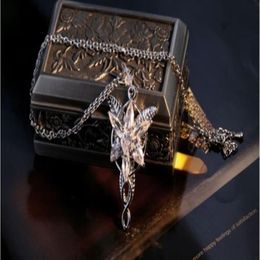 Fashion Jewelry COOL The LOTR 18K White Gold filled Arwen Evenstar White Sapphire CZ Necklace Pendant for wedding gift268z