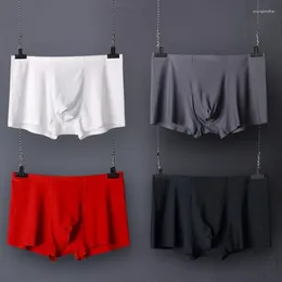 Underpants One Piece Seamless And Breathable Mens Underwear Light Thin Solid Color Mid Rise Ice Silk Flat Corner Pants