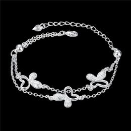 gift Butterfly 925 silver bracelet JSPB409 girl women sterling silver plated Charm Bracelets230y