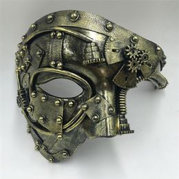 Steampunk Phantom Masquerade Cosplay Mask Ball Half Face Men Punk Costume Halloween Party Costume Props 200929255S