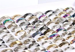 Band Whole 100Pcs lot Fashion Stainless Steel Love Stripe Jewelry For Women Men Mix Style 2211251792452