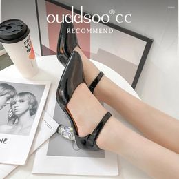 Dress Shoes Ods Diamond High Heel Wedding Bridal Round Toe Cover Heels Side Cut Outs Patent Leather Rhinestone Women Pumps Office Lady